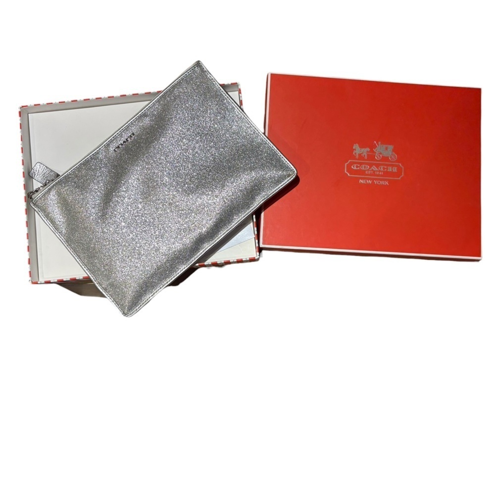 Coach Silver Glitter Sparkle Bag Purse Clutch